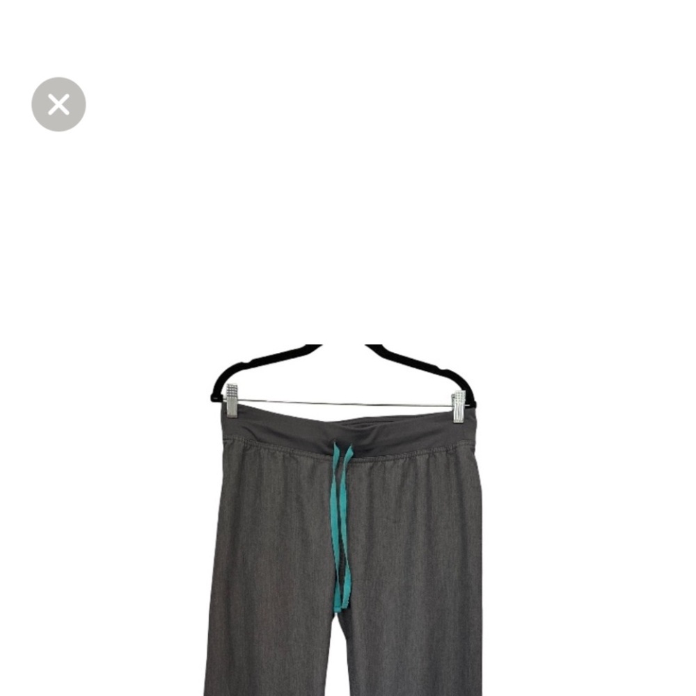 Figs Yola Gray Scrubs with Teal Accent